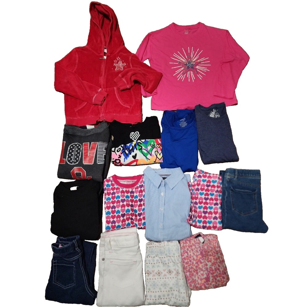Huge Lot Bundle Of Girls Clothes 15 Pieces‎ FALL/WINTER Size 7T-8T